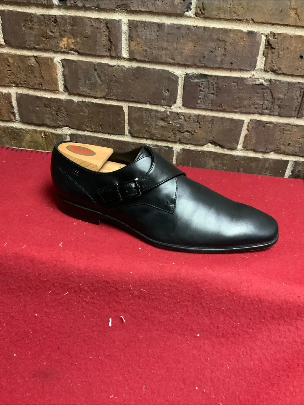 Men's Black Leather Single Monk Strap Dress Shoe